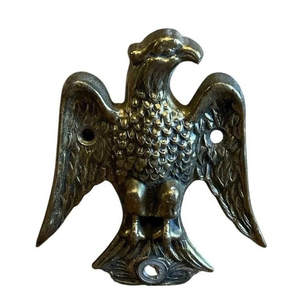 Vintage Brass Eagle Plaque Wall Mount Emblem Hardware Patriotic Americana Decor